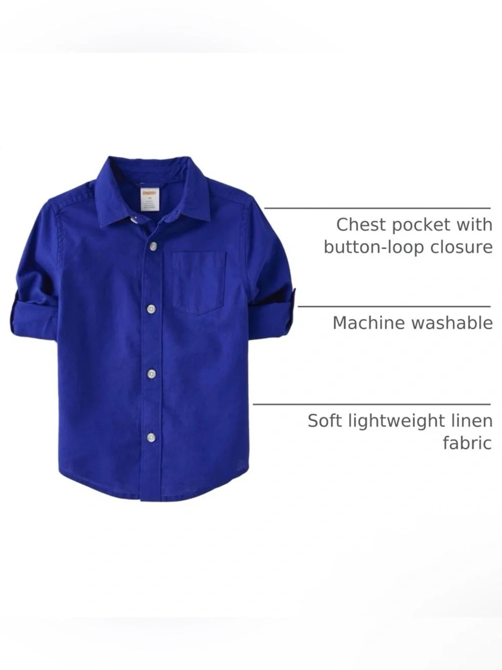Gymboree Boys’ ‘Dad and Me’ Blue Linen-Blend Button Down Shirt Size 6